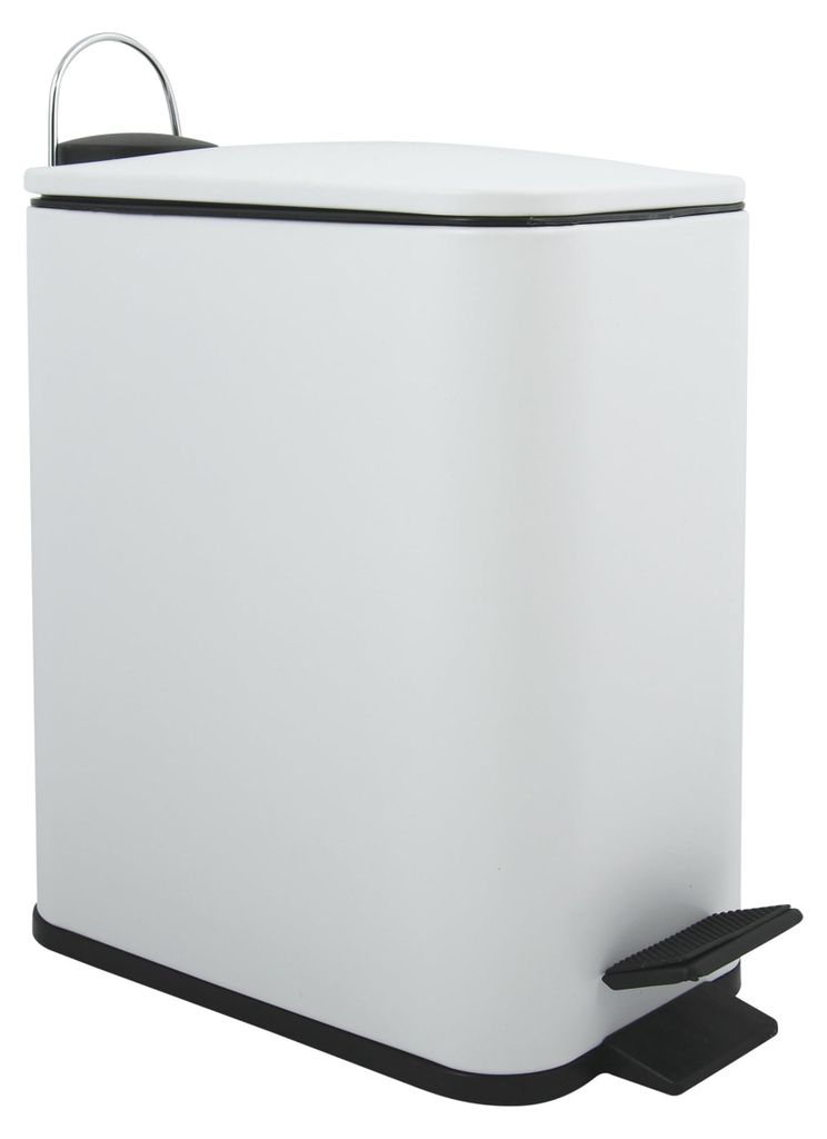 Spirella Erik, 5 liter, Rechthoekig, RVS, Wit, Met pedaal, Productafbeelding 