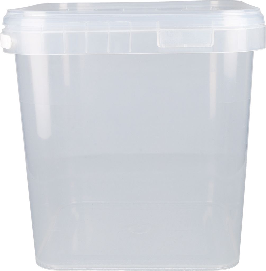 Eimer mit Deckel 3,5l Transparent Eckig | Kunststoff Eimer Lebensmittelecht, luftdicht und stabil | Leer Eimer mit Griff und Deckel für Lebensmitt...