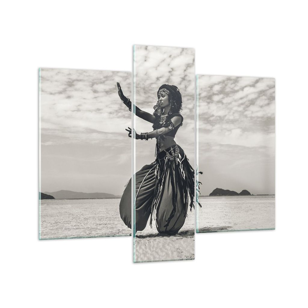 Bilder auf glas - 3 Teile - Tänzer Folk Oriental - 95x80cm - Glasbilder - Wandbilder - Bilder - zum Aufhängen bereit - Wanddekoration aus Glas - ...