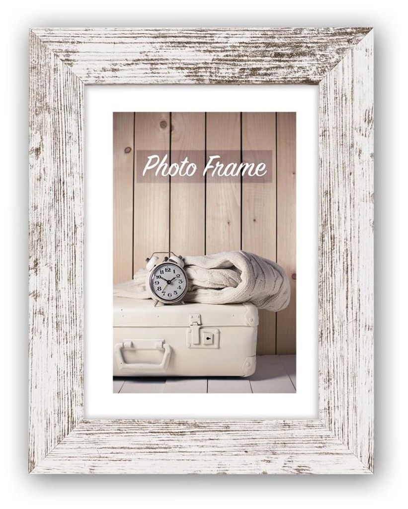 Elegante cornice vintage in legno rettangolare bianco panna Immagine del prodotto 