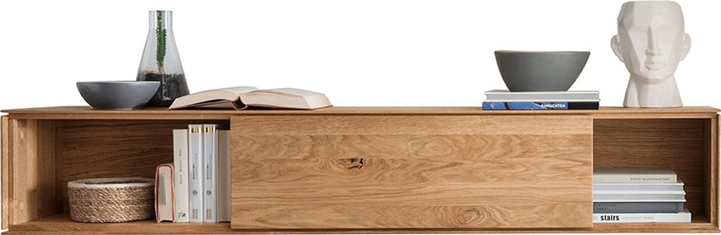Hängeschrank 150cm mit Schiebetür, Wildeiche massiv geölt, WYNDHAM-69