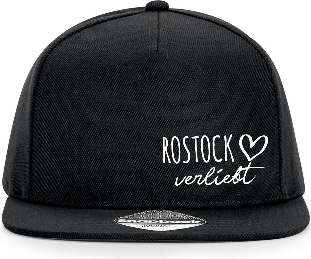 Huuraa Cappy Mütze Rostock verliebt Black Polyester Snapback Kappe Geschenkidee