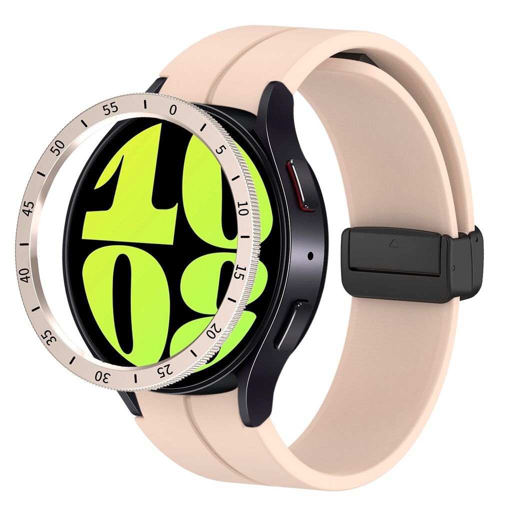 Für Samsung Galaxy Watch 6 Classic 43mm Smartwatch Schutzrahmen Zeitstrahl Rosa