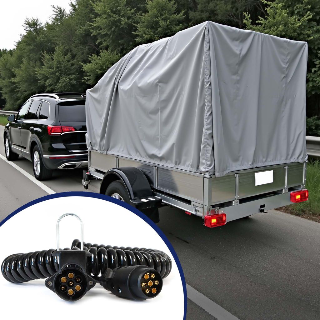 Cavo Di Prolunga A Spirale Per Rimorchio 2 Metri 7 Poli 12V – Spina E Presa, Adattatore Per Auto, Camper, Roulotte