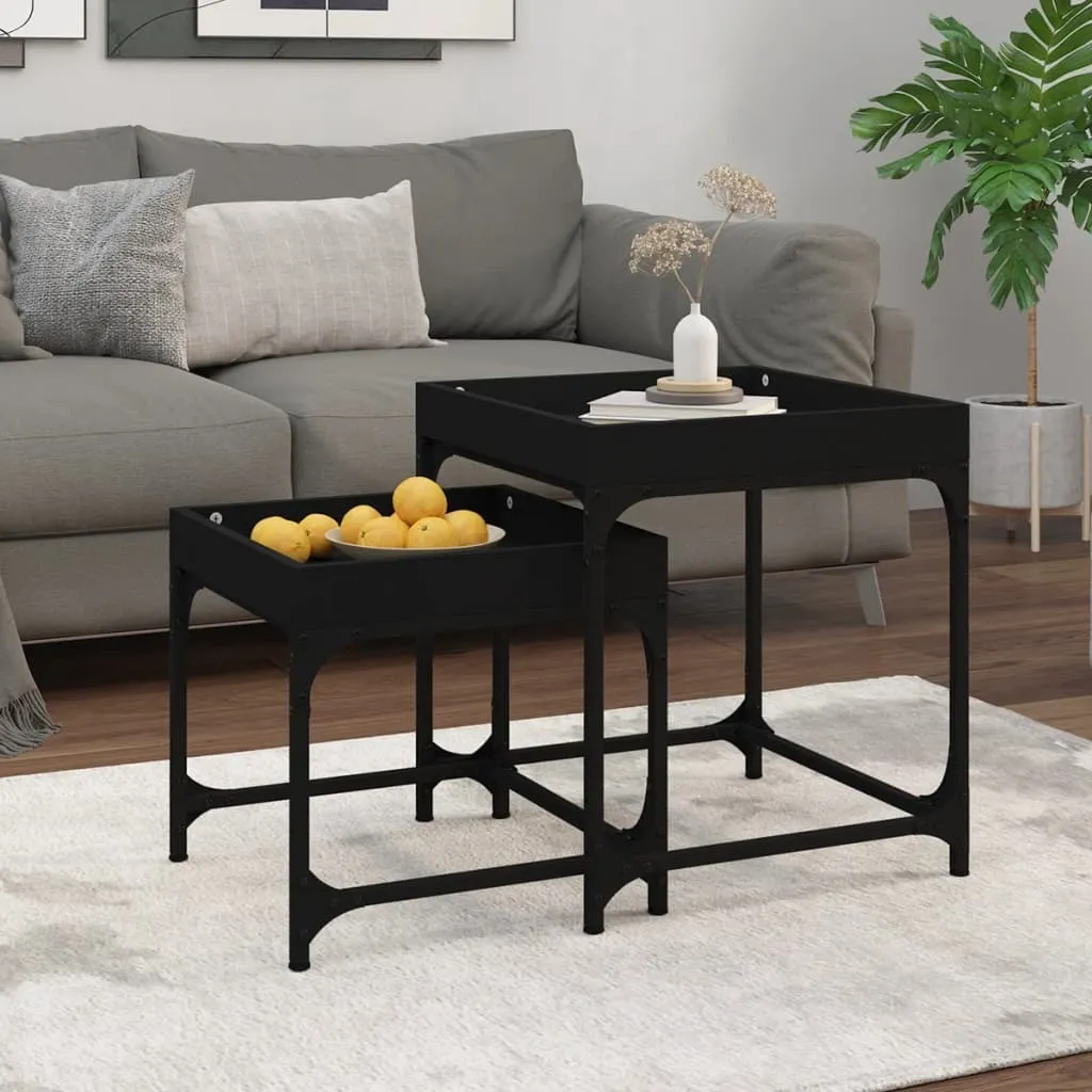 Set 2 Tavolini da Caffè Neri vidaXL - Arredo Salotto Legno Moderno