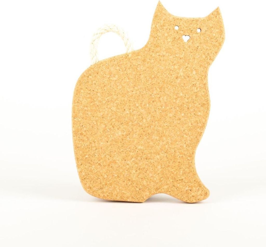 INNA-Glas Katze Untersetzer aus Presskork Garfield, Natur, 20,5x28x2cm - Korkuntersetzer