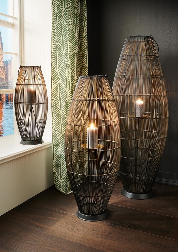 Boden-Windlicht 45 x 123 x 45 cm aus Metall Produktbild 