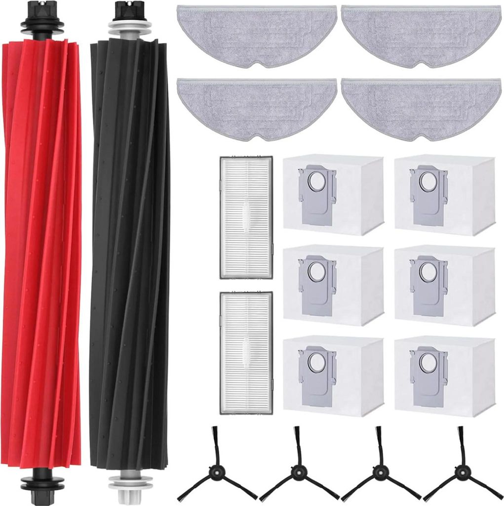 Zubehörset für Roborock S8 Pro Ultra, 6*Staubbeutel 1*Main Rollbürste 4*Seitenbürsten 2*Filter 4*Mopp Wischtücher