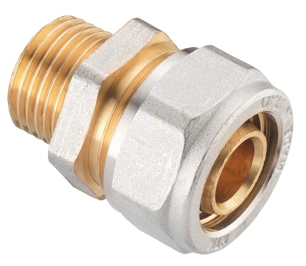 Cornat Schraub-Kupplung komplett ø 20 mm 1/2 AG Messing vernickelt