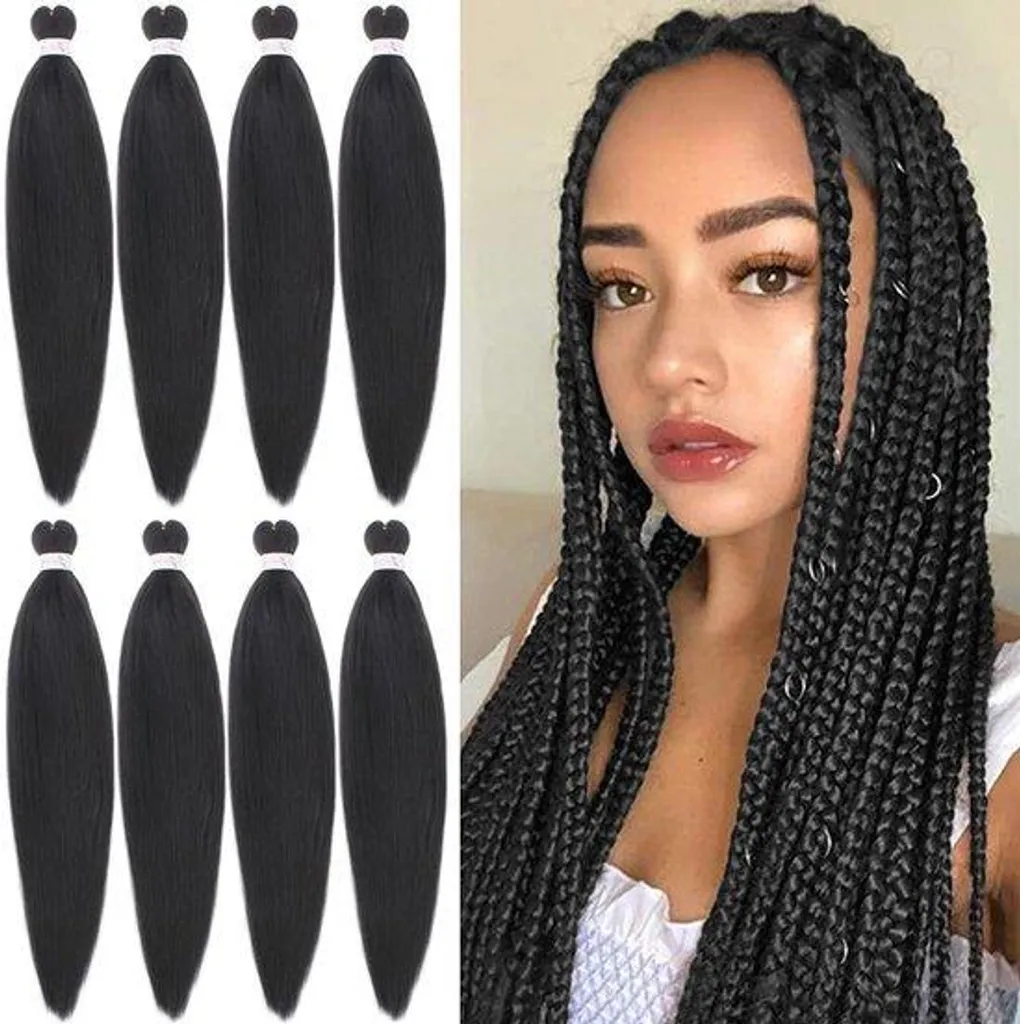Kit Extensions Cheveux 8 Tresses Kanekalon 66cm Noir Texture Yaki