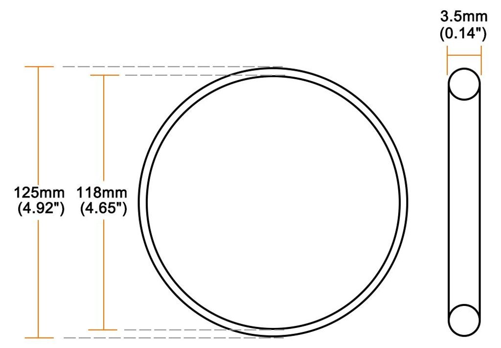 Fluorkautschuk-O-Ringe, 125 mm AD 118 mm ID 3,5 mm Breite FKM-Dichtung fš¹r Maschineninstallationen, Grš¹n, Packung mit 1