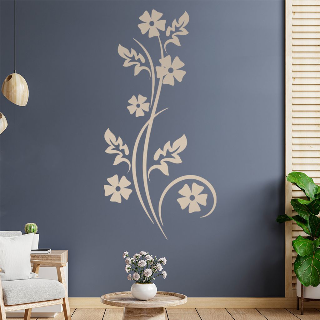 Kleine Blüten - Blätter Wandtattoo in 6 Größen - Wandaufkleber Wall Sticker - Dekoration, Küche, Wohnzimmer, Schlafzimmer, Badezimmer