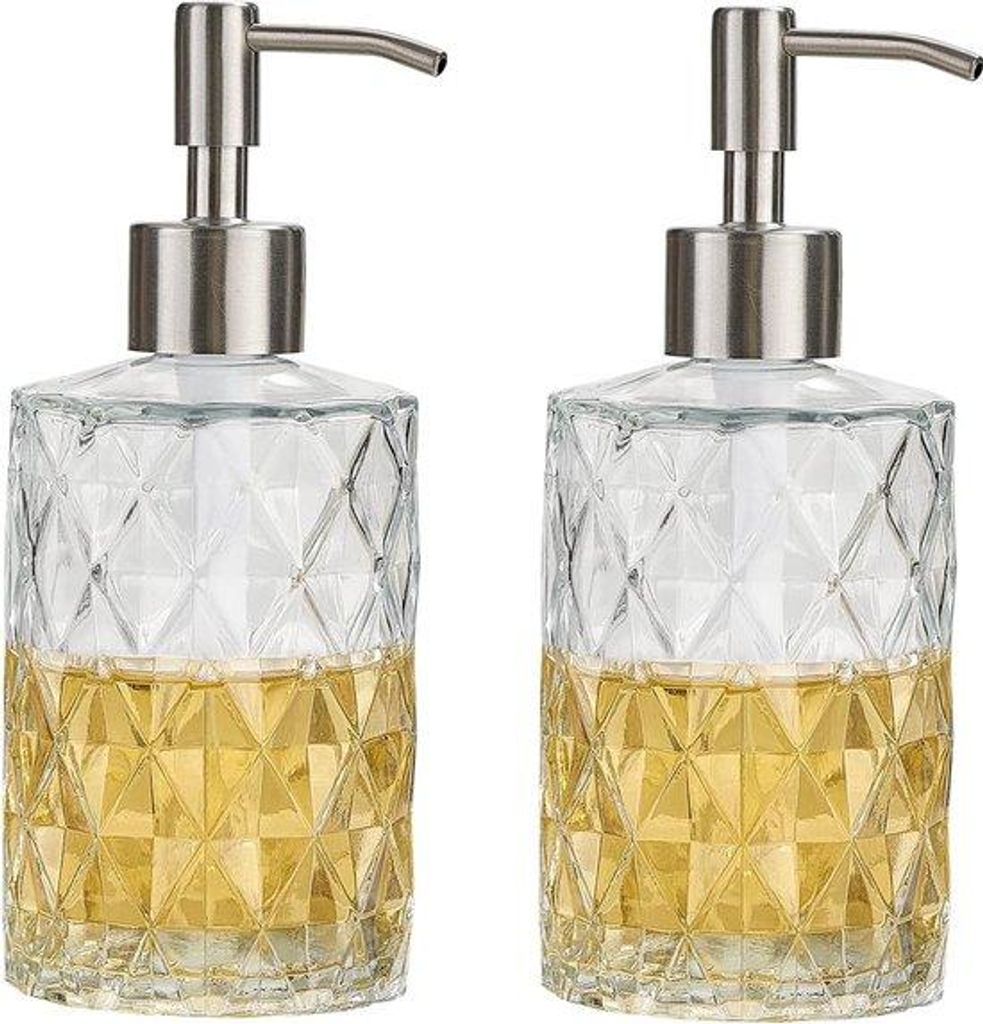 Gläserne Seifenspender 340ml für Küche und Bad, Edelstahl-Pumpe