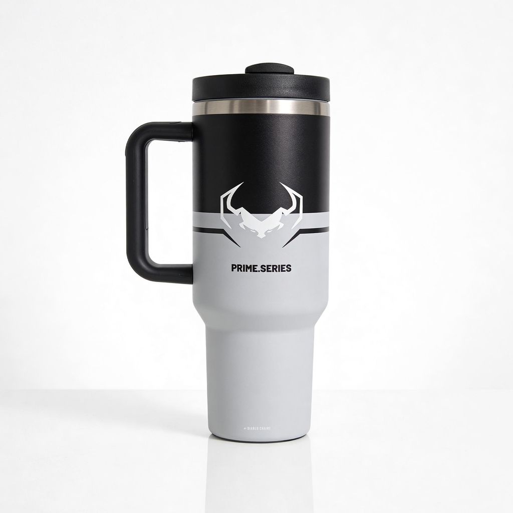 Diablo Travel Cup Thermoskanne Thermobecher mit Henkel 1200 ml grau