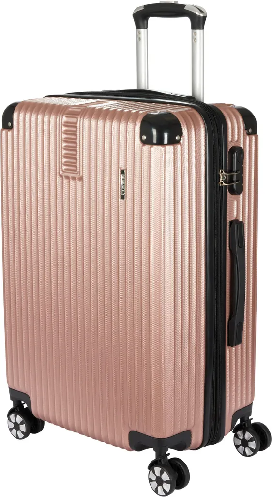 Valigia rigida BRUBAKER London - Valigia con rotelle, serratura a combinazione e 4 rotelle - Valigia trolley 43 x 66,5 x 26 cm, L, oro rosa