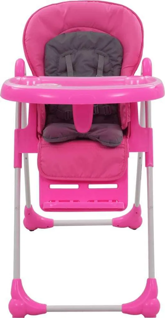 Chaise Haute Bébé pour Repas en Famille, Design Rose et Gris