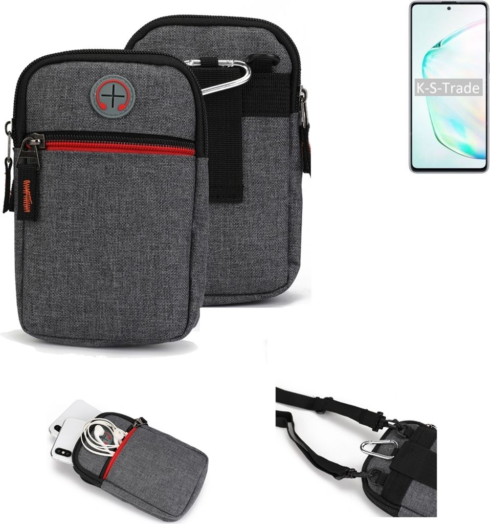 K-S-Trade Holster Gürteltasche kompatibel mit Samsung Galaxy Note10 Lite Handy Tasche Schutz Hülle grau Zusatzfächer 1x
