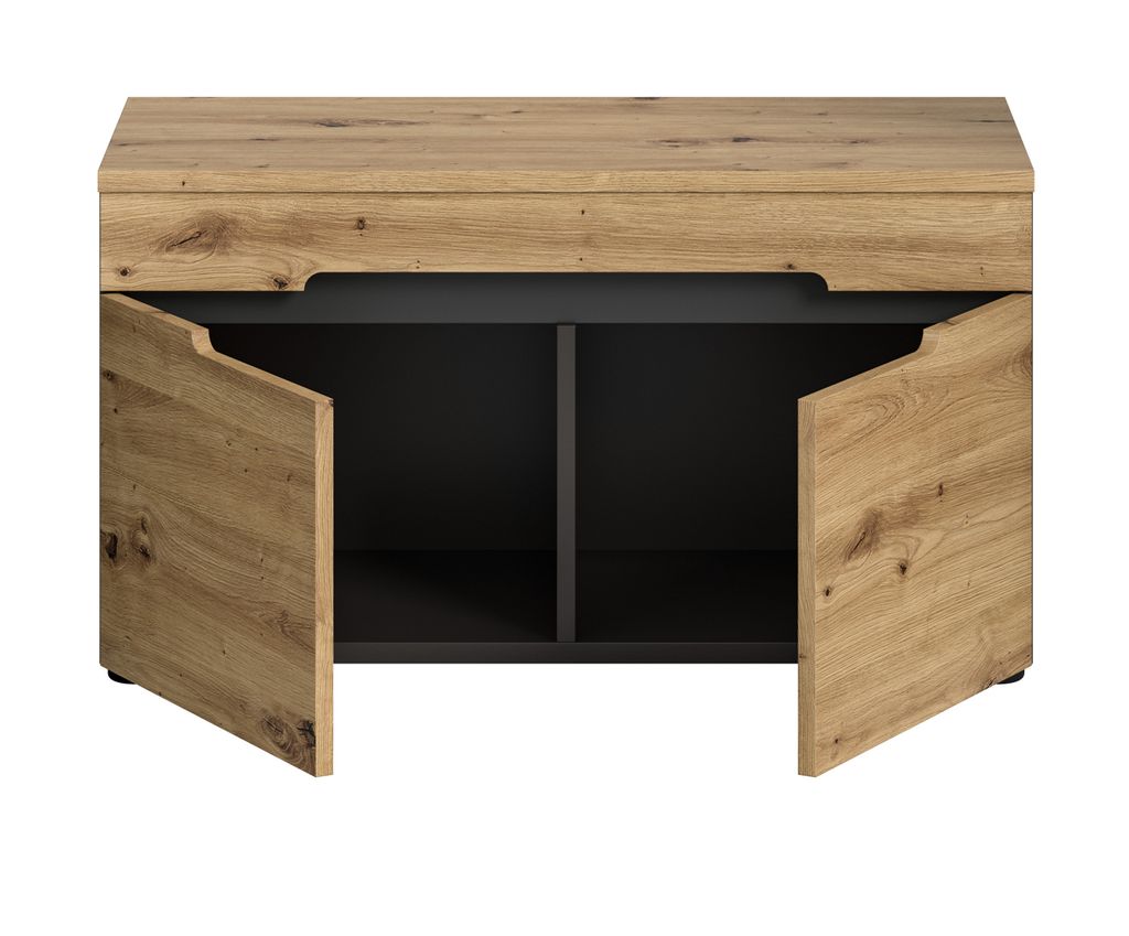 Garderobe Sitzbank "Cooper" Artisan Eiche und grau Produktbild 