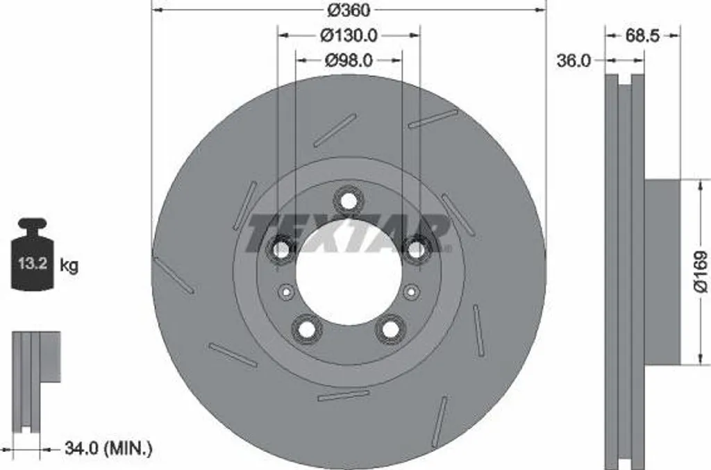 Jeu de disques frein arrière TEXTAR 92213905 pour Panamera OE