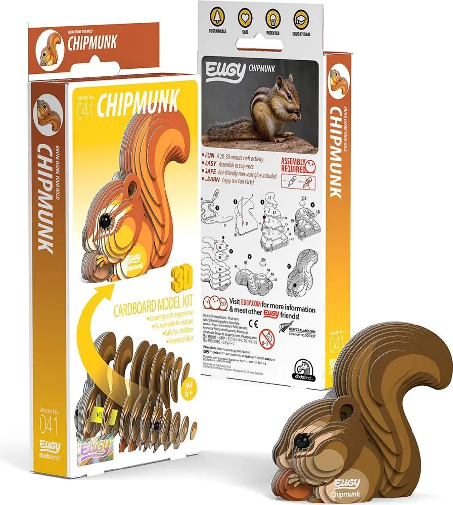 Écureuil EUGY 3D - Figurine en carton à assembler sans outils 10cm