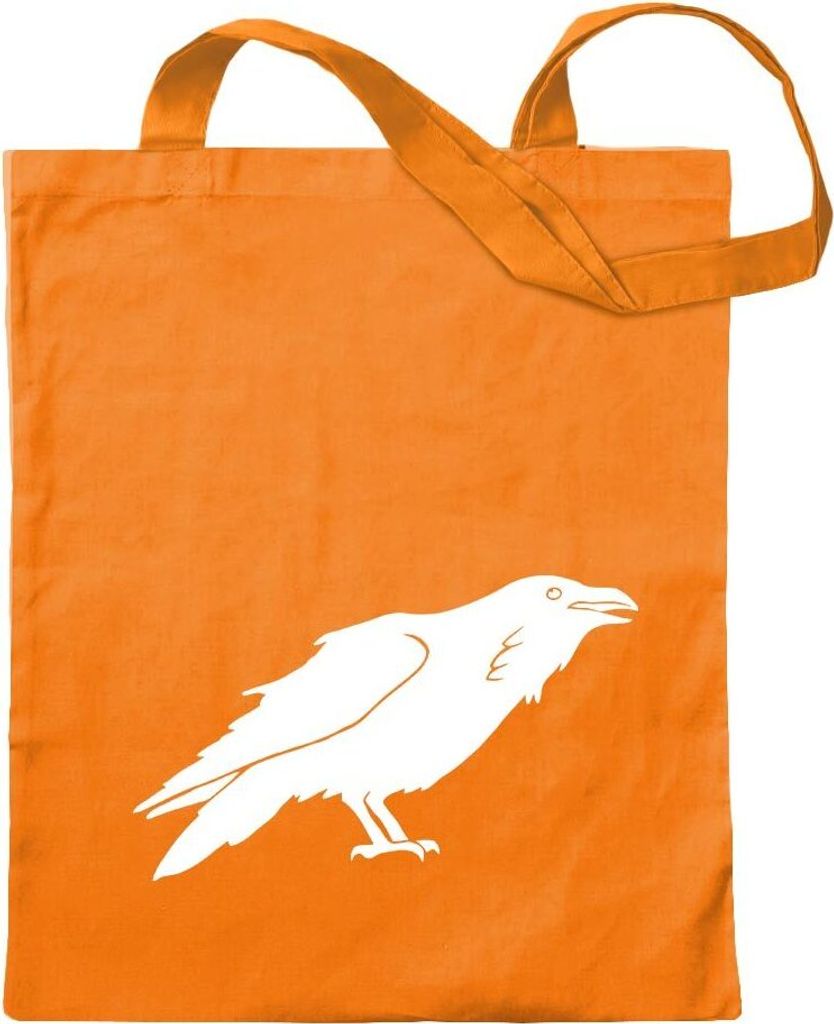 Kiwistar - Baumwolltasche - mandarin - Rabe Krähen Corvus - Tragetasche Stoffbeutel Umhängetasche langer Henkel
