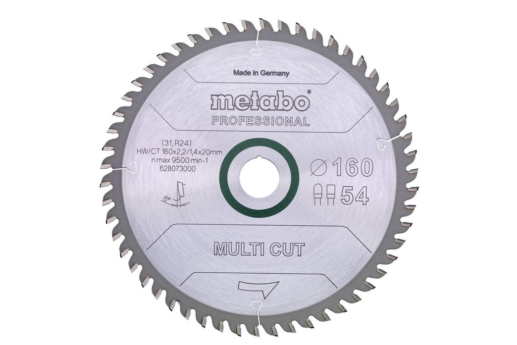 Metabo Kreissägeblatt multi cut - professional 190 x 30 x 2,2/1,4, 56 Zähne, Spanwinkel 8°