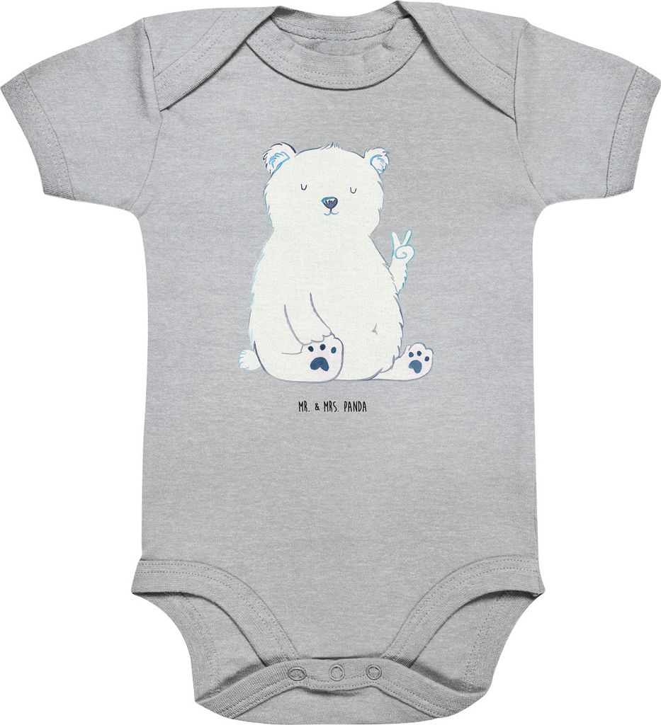 Mr. & Mrs. Panda Einteiler Eisbär Faul 1. - 3. Monat - Heather Grey - Geschenk, babykleidung body, Arbeit, Strampler, Büro, Bürojob, Baby, babya...