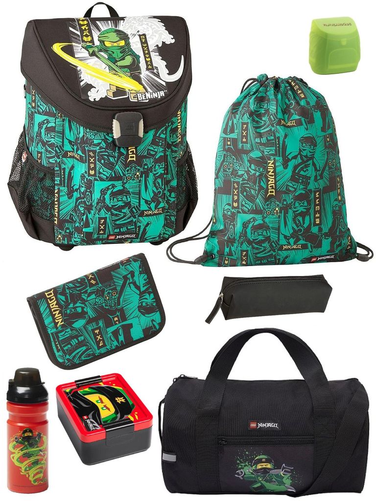 Lego Ninjago Schulranzen Set EASY GREEN Ninja Schultasche Produktbild 