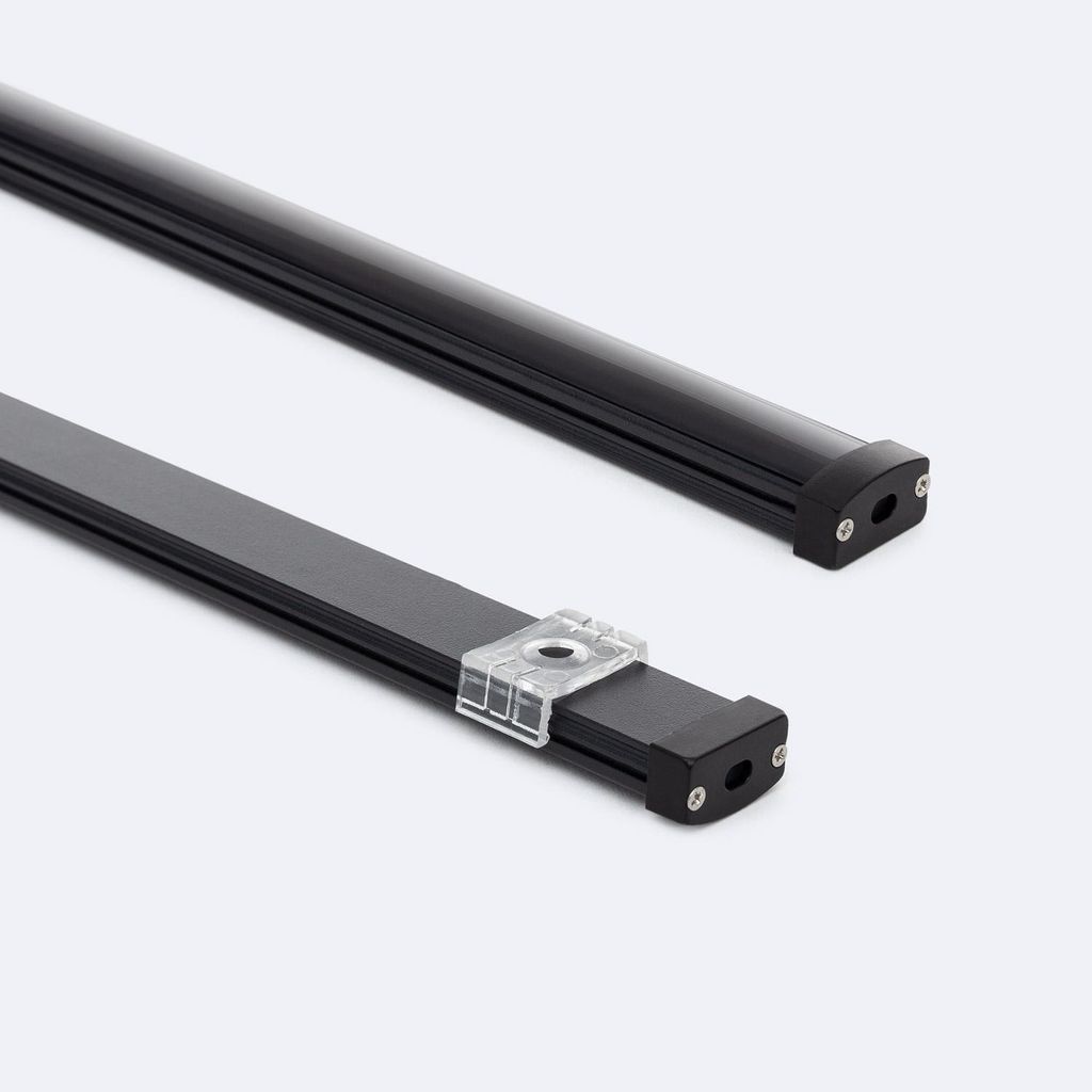 Aluminiumprofil Wasserdicht IP65 Aufbau 2m für LED Streifen bis 8 mm Schwarz 2 m Schwarz transluzent