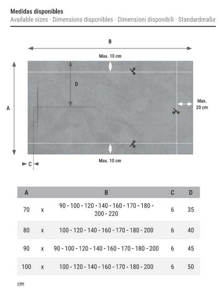 Mineralguss-Duschwanne extra flach Spachteloptik KORAL grau 90x100 cm Auslaufschutz in Farbe