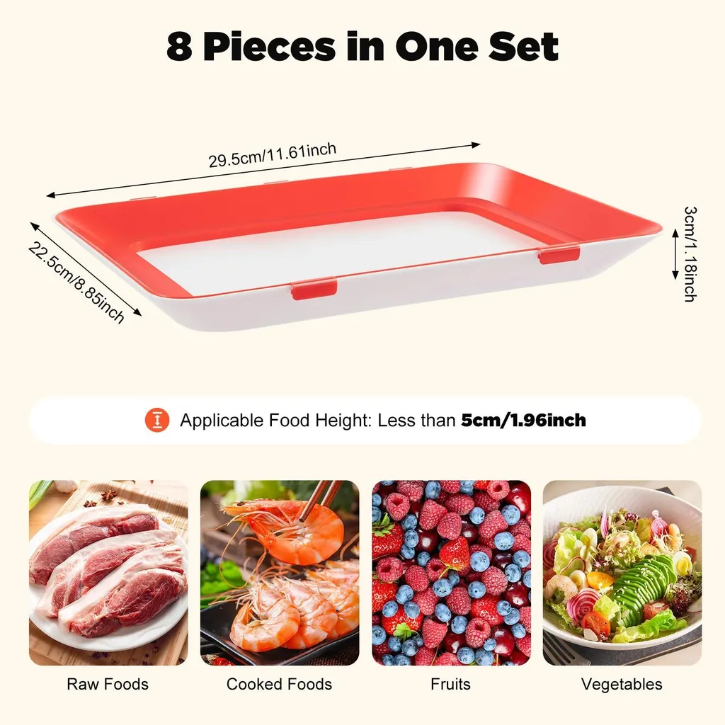 Organisateur de Frigo Empilable Lot de 8 - Conservation Fraîcheur 5 cm Max