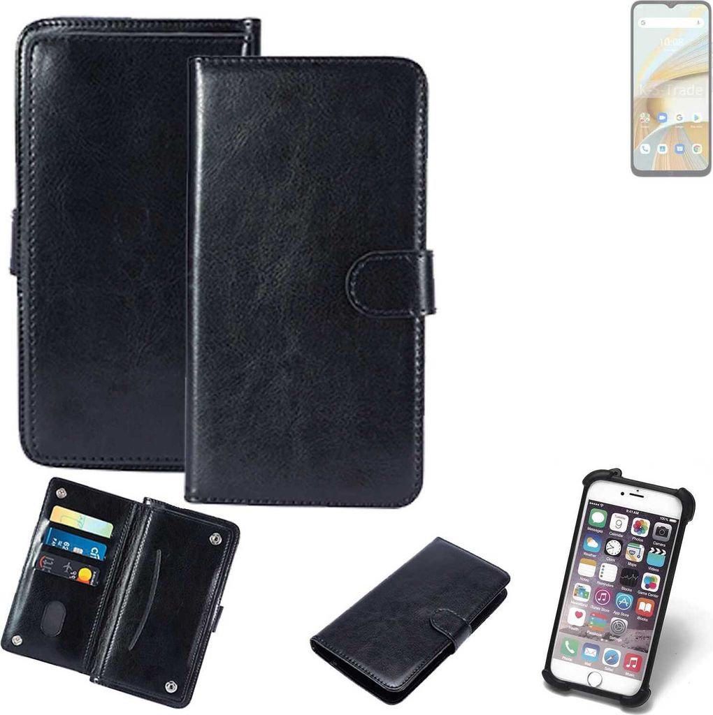 K-S-Trade 360° Hülle kompatibel mit UMIDIGI G3 schwarz Kunstleder Case BookCase WalletCase Kunstlederederhülle Handyhülle, Rundumschutz Bumper