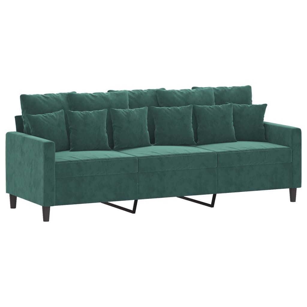 vidaXL Canapé 3 places vert foncé 180 cm velours Image du produit 