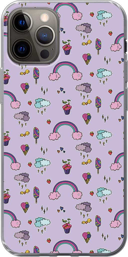 MuchoWow Handyhülle Schutzhülle Hülle für Telefoonhoesje iPhone 13 Pro Muster - Regenbogen - Krone - Mädchen - Kinder - Kinder Silikon Softc...