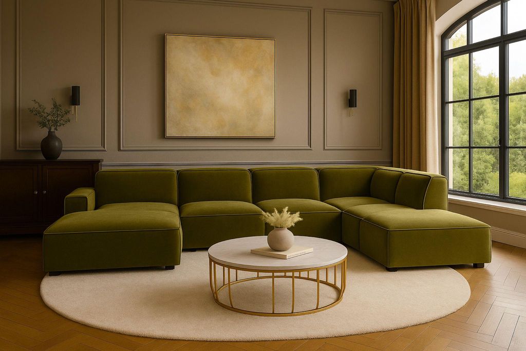 Kaiser Möbel Ecksofa Cursal V, Stoff Salvador, Olive, Rechts