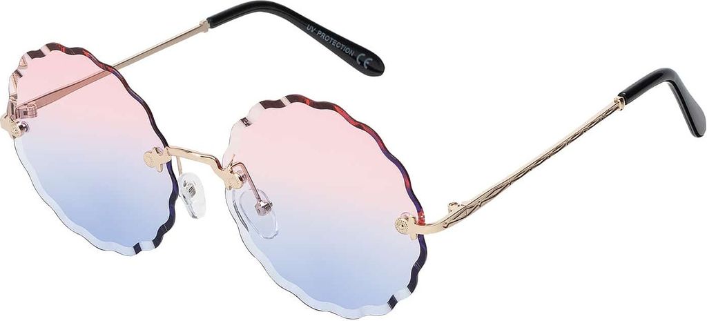 Damen Sonnenbrille Rund Form Designer 80er Modern Urlaub Sommer Strand 30572 Rosa/Blau