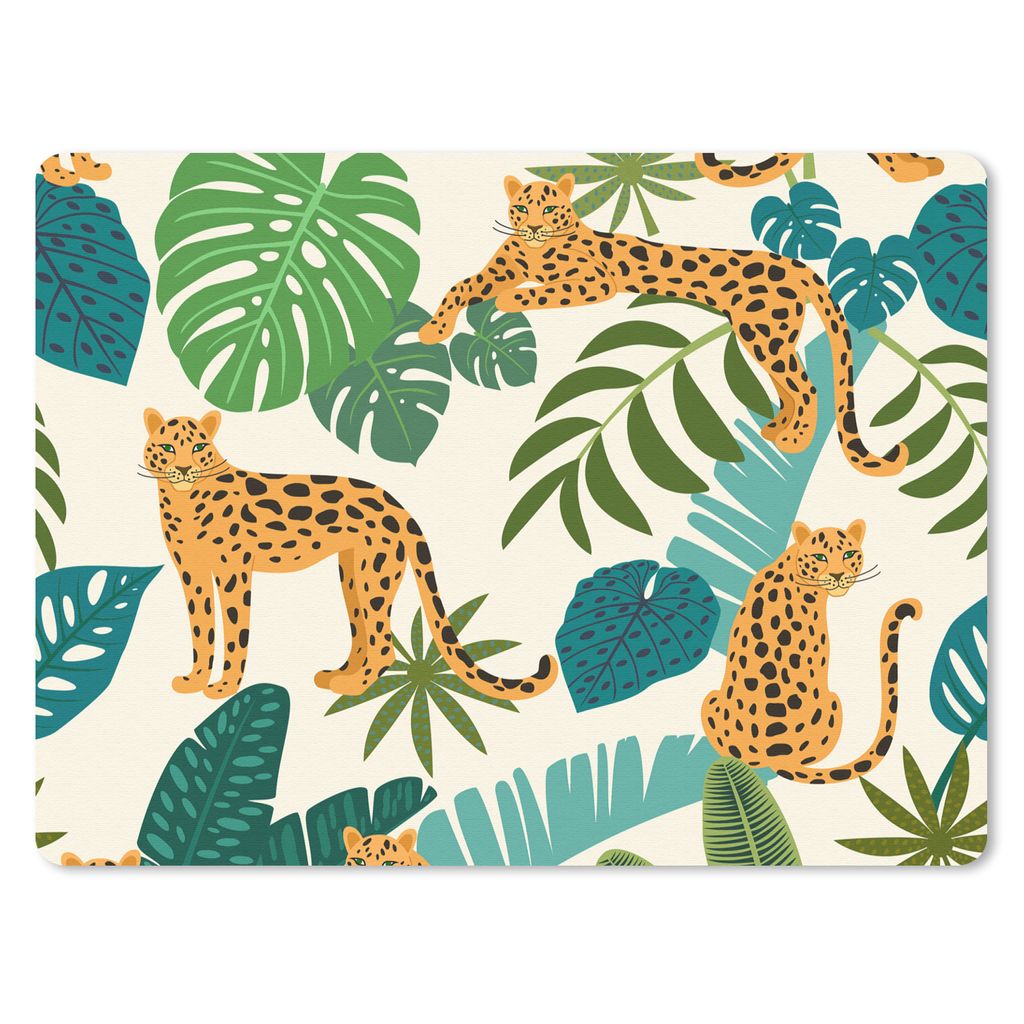 MuchoWow Mauspad Mousepad Dschungel - Leopard - Pflanzen - Muster - Mädchen - Jungen 40x30 cm - Mousepads - Maus Mat - Pad - Mausunterlage - Ant...