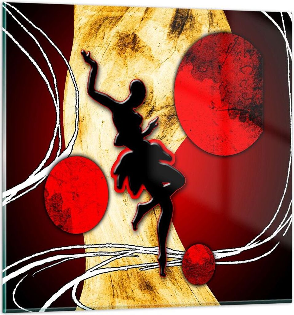 Bilder auf glas - Afrika frau tänzerin wüste - 60x60cm - Glasbilder - Wandbilder - Kunstdruck - zum Aufhängen bereit - Wanddekoration aus Glas -...