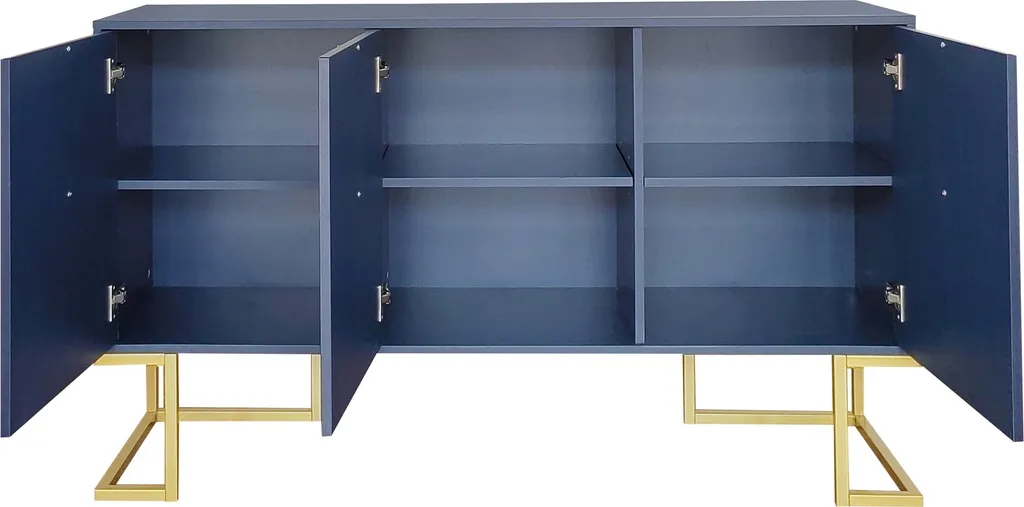 Meuble Buffet 138cm Bleu : Rangez Tout Facilement avec ce Sideboard Chic - 11