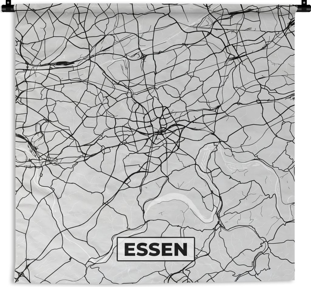 MuchoWow Wandteppich Wandbehang Essen - Karte - Deutschland - Stadtplan 150x150 cm Tapisserie Dekoration Wandtuch - Wohnaccessoires - Modernes