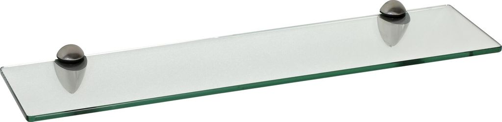 Glasregal 8mm eckig + Clip BECCO, Befestigungsclip :Becco Edelstahloptik, Abmessung:60 x 15 cm, Nachbildung:Klar