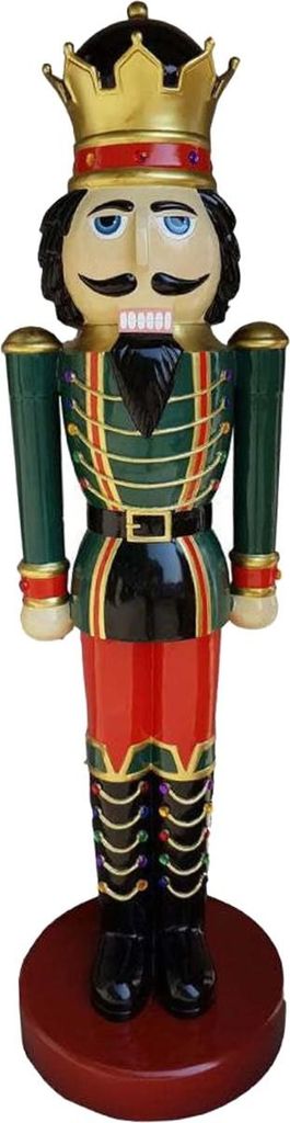 Casa Padrino Deko XXL Skulptur Nußknacker Grün / Rot mit Uniform Lebensgross 200 cm - Weihnachten Weihnachtsdeko Kaufhausdeko