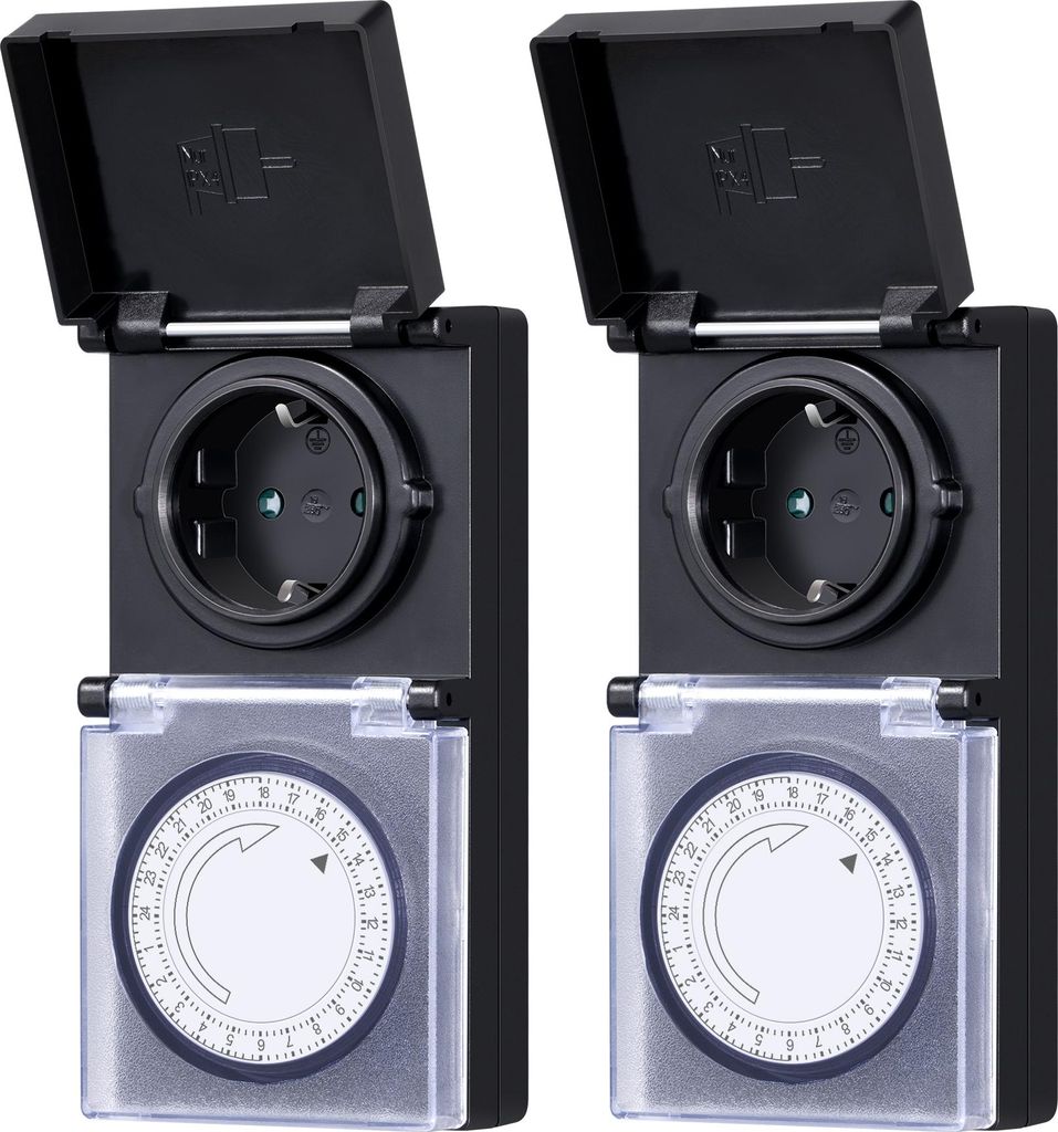 DEWENWILS Zeitschaltuhr Mechanisch 2er Set, Timer Steckdose Außen, 3680W