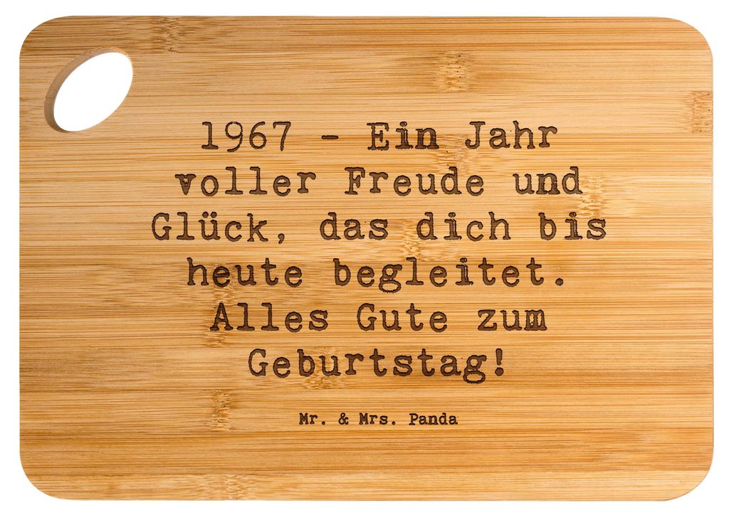 Mr. & Mrs. Panda Frühstücksbrettchen Spruch 1967 Geburtstag Freude - Transparent - Geschenk, Erinnerungen, unvergessliches Jahr, Schneidbrett Kü...