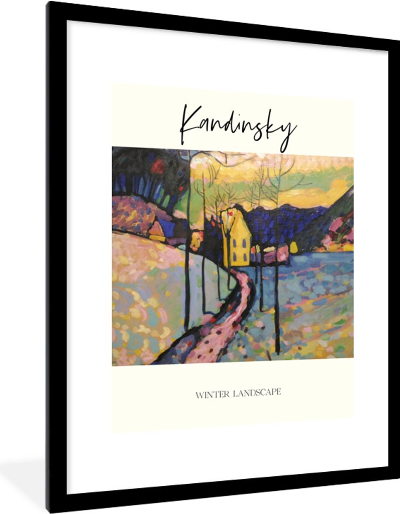 MuchoWow Gerahmtes Poster Winterlandschaft - Wassily Kandinsky 60x80 cm - Poster mit Schwarzem Bilderrahmen Wandposter Rahmen Foto Bilder - Wohnz...