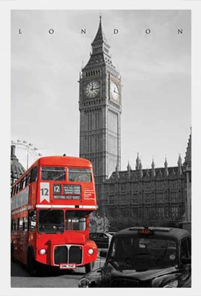 Poster Westminster Red Bu v2 + Cornice Shinsuke Maxi MDF Bianco 61x91
