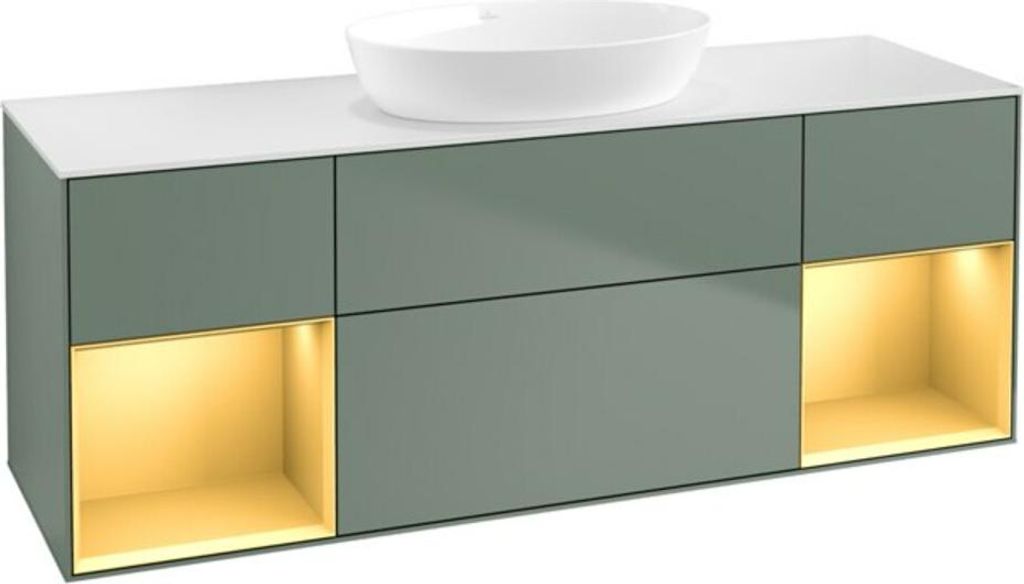 V&B Waschtischunterschrank Wandbeleuchtung Finion 160cm, Pl w m, Reg gol m Lac, Oli. m Lac