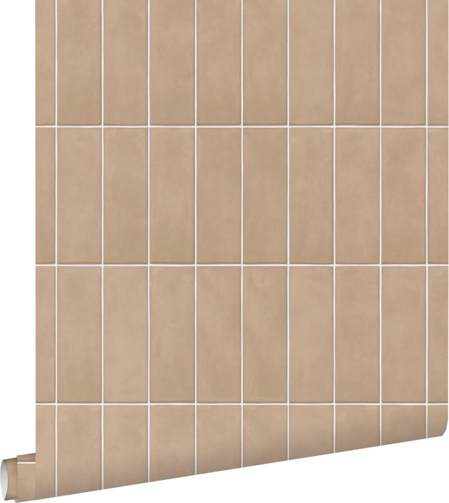 ESTAhome Tapete Fliesenmuster Beige 50 x 900 cm