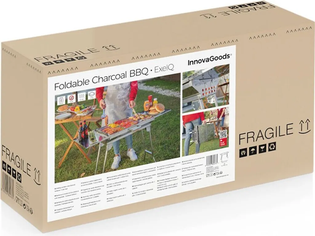 Barbecue pliable de jardin et pique-nique ExelQ en inox transportable