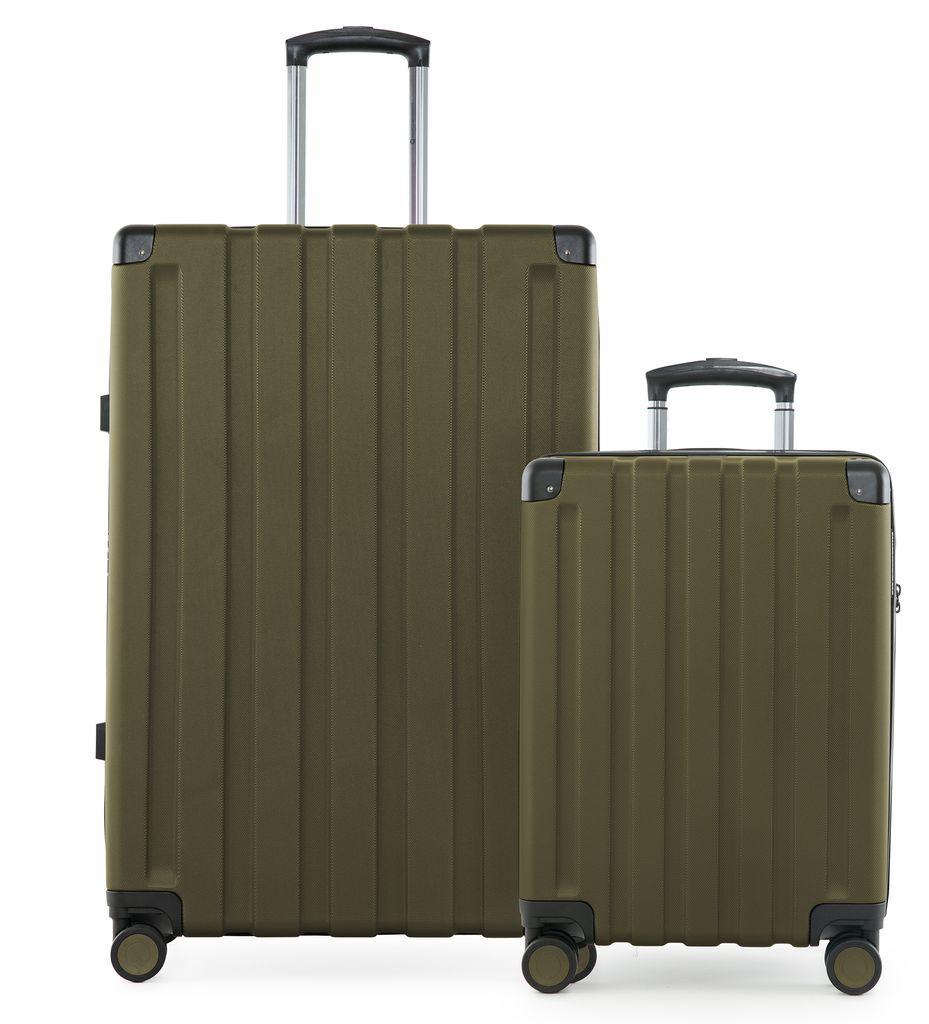 Q-Damm - 2er Koffer-Set, großer Koffer XL Extension + Kabinenkoffer Flugzeug Bordkoffer + Check-In Rollkoffer, Trolleys mit Doppel-Rollen, TSA,Avo...